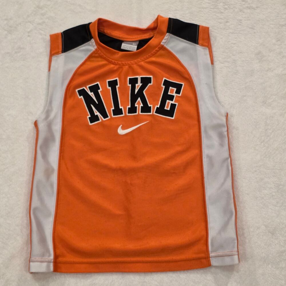Nike Boys Size 4T Orange Dri-FIT Sleeveless Athletic Shirt